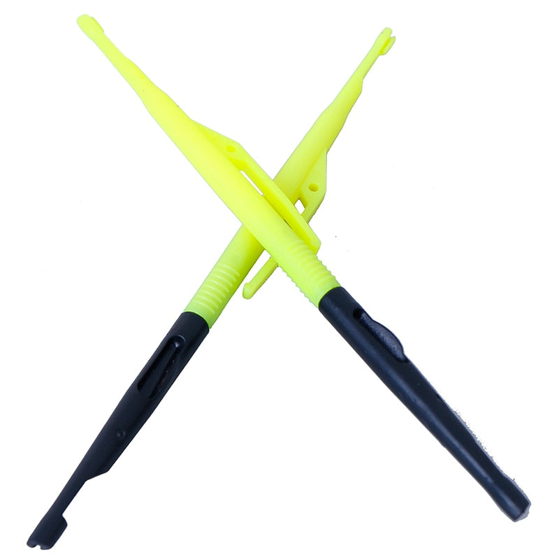 2Pcs Fly Fishing Hooks Tying Tools Fish Unhook Extractor Detacher Plastic Hook Remover Disgorger Knot Picker Tier Yellow + Black