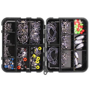 160pcs Fishing Accessories Kit Set With Fishing Tackle Box Including Fishing Sinker Weights Fishing Swivels Snaps Jig Hook Pesca