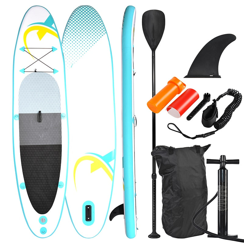 Stand up Paddle Board 320x78x15cm, turquoise / yellow - SUP, surfboard, surf board incl. accessories