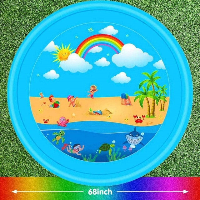 170cm Kids Inflatable Water spray pad Round Water Splash Play Pool Playing Sprinkler