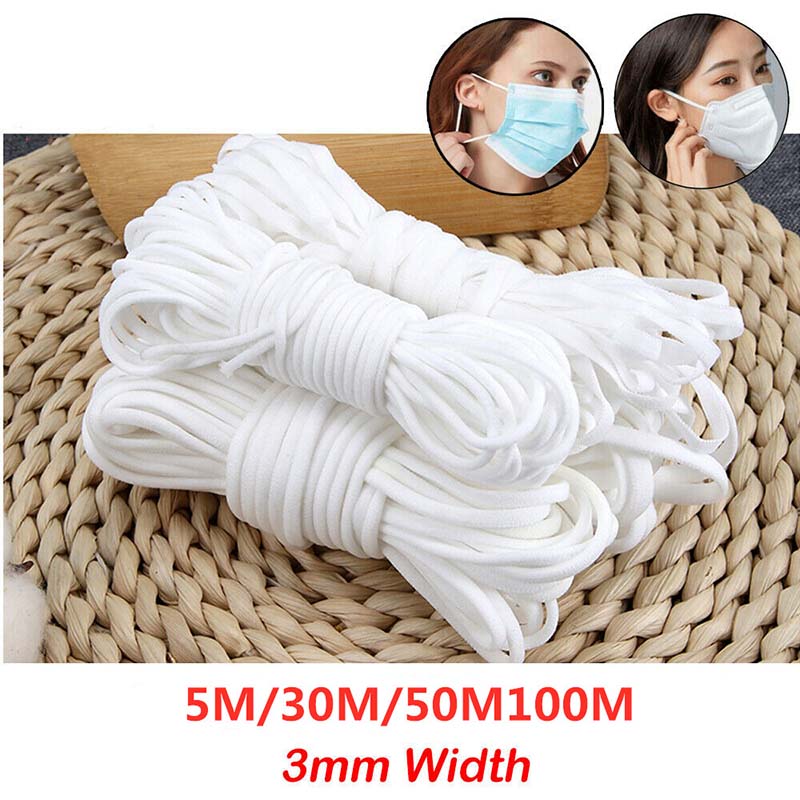 5/30/50/100M Mouth Mask Elastic Band Mask Rope Rubber Band