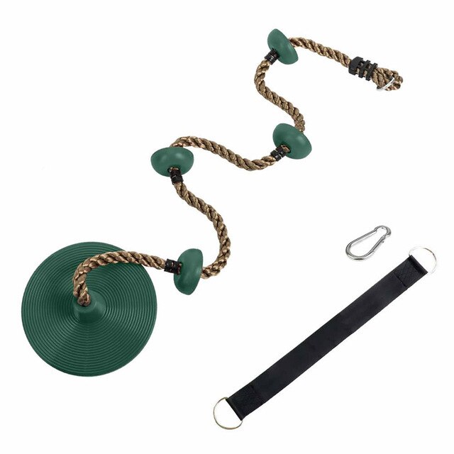 Kids Fitness Climbing Rope with Platforms and Disc Swing Seat Set Outdoor Swing