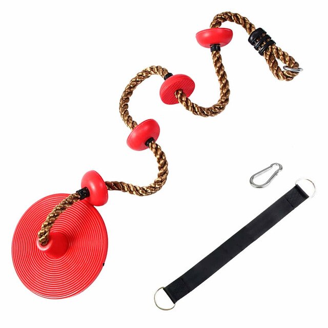 Kids Fitness Climbing Rope with Platforms and Disc Swing Seat Set Outdoor Swing