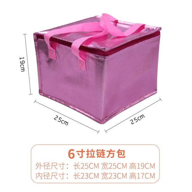 4 "6" 8 "12"Pink Color PortableBags Thick Aluminum Foil Picnic Lunch Box