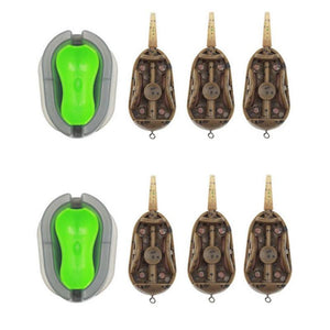 Carp Fishing Inline Flat Method Feeder Portable 3+1 Inline Method Carp Flat Method Feeder Fishing Bait Basket Feeders Mould Set
